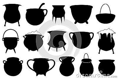 Set of different Halloween witches pots Vector Illustration