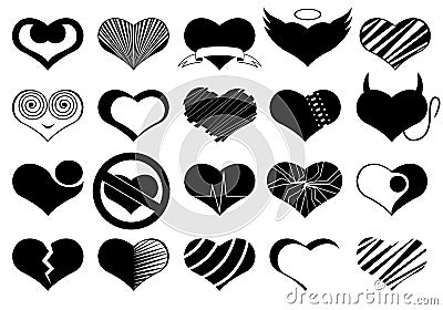 Set Of Different Hearts Vector Illustration