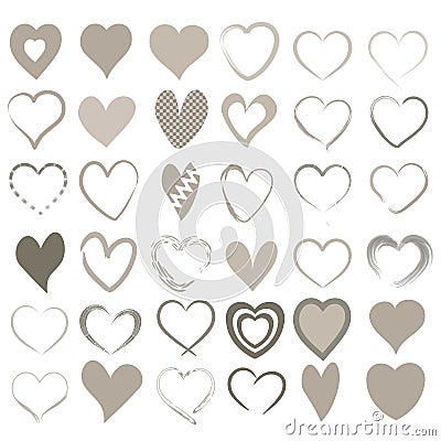 Set of 36 different hearts Vector Illustration