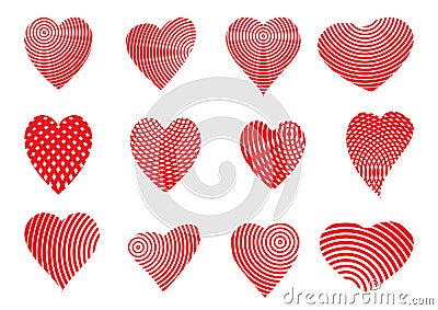 Set of different hearts Vector Illustration