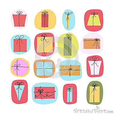 Set of different holiday boxes. Vector flat illustration Vector Illustration