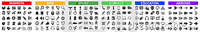 Set different icons of business, web, sport, contact, education, arrows for any cases of life using â€“ vector Vector Illustration