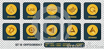 Set of different icons exchange cryptocurrency Stock Photo