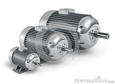 Set of different industrial electric motors Stock Photo