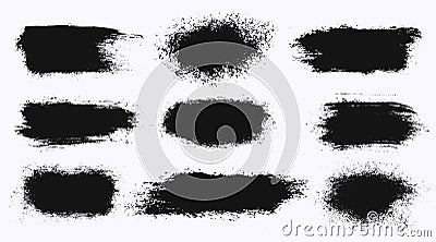 Set of different ink paint brush stroke banners isolated on white background. Grunge backgrounds. Vector illustration Vector Illustration