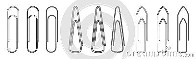 Set different isolated paper clip icons â€“ vector Vector Illustration