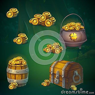 Set of different items for Shadowy forest GUI Vector Illustration