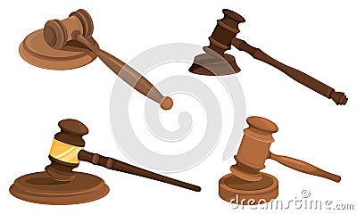 Set of different judges gavels Stock Photo