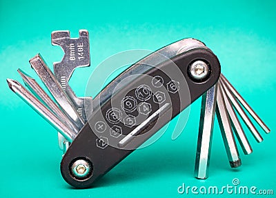 set of different keys for the repair of bicycles, scooters Stock Photo