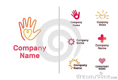 Set of different logos for charity Vector Illustration