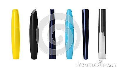 Set with different mascaras on white background. Banner design Stock Photo