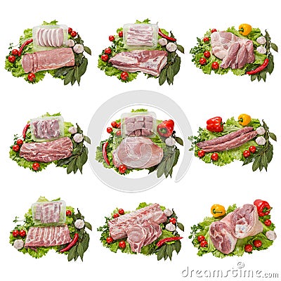 Set of a different meat products Stock Photo