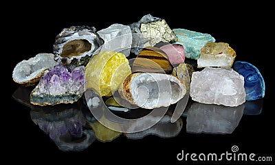 Set of different minerals Stock Photo