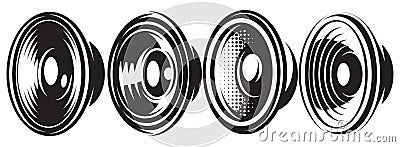 A set of different monochrome speakers. Vector illustration. Elements for design Vector Illustration