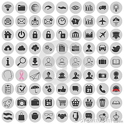 Set of different multimedia, social and business web icons on a Vector Illustration