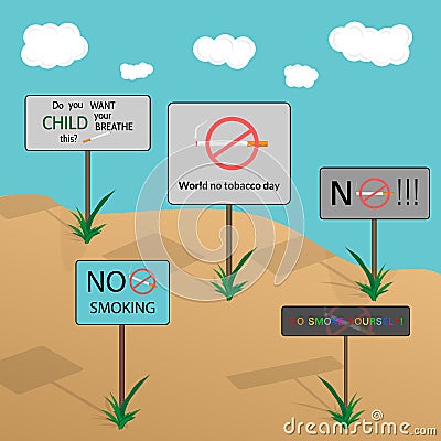 Set of different no smoking billboards Vector Illustration