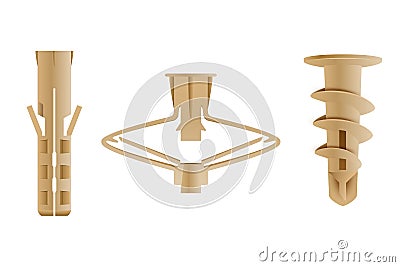 Set of different nylon dowels, fixture collection Vector Illustration