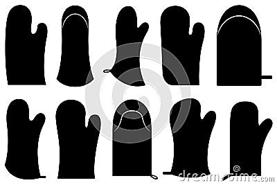 Set of different oven mitts Vector Illustration