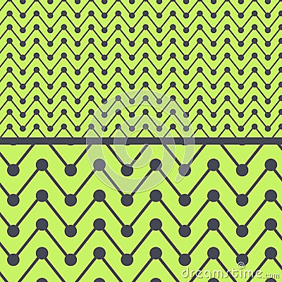 Set of 2 Different Patterns made from Circles and Lines Shapes Vector Illustration