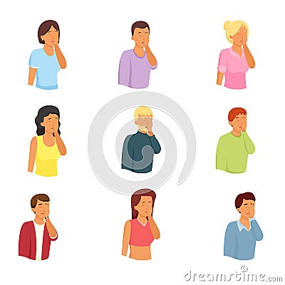 Set of different people characters, womens and mens with facepalm Vector Illustration