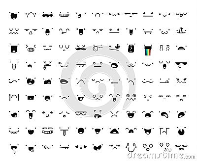 Set 99 different pieces of doddle emotions to create characters Vector Illustration
