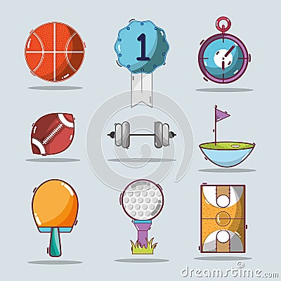 Set of different play games tools Vector Illustration