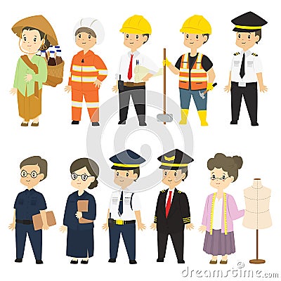 Set of Different Professions Characters Cartoon Vector Vector Illustration