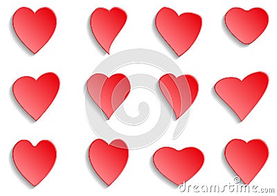 Set of different hearts Vector Illustration