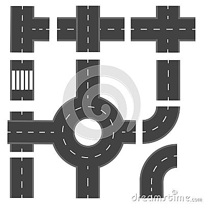 Set of different road sections. illustration Vector Illustration