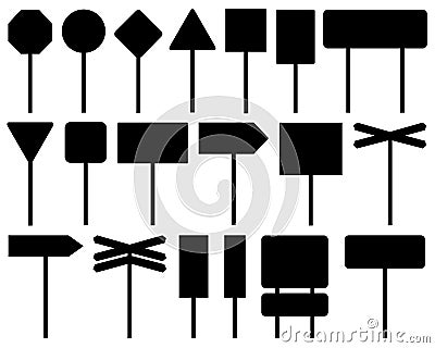 Set of different road signs Vector Illustration