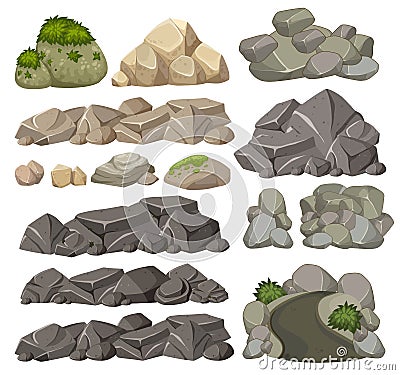 Set of different rocks Vector Illustration