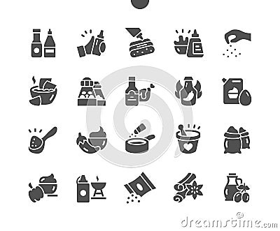 Set of different sauces and spice. Ketchup, mayonnaise Vector Illustration