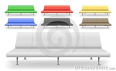 Set of different sofas benches Vector Illustration
