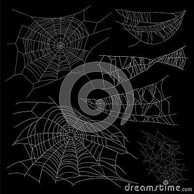 Set of different spiderwebs Vector Illustration