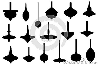 Set of different spinning tops Vector Illustration