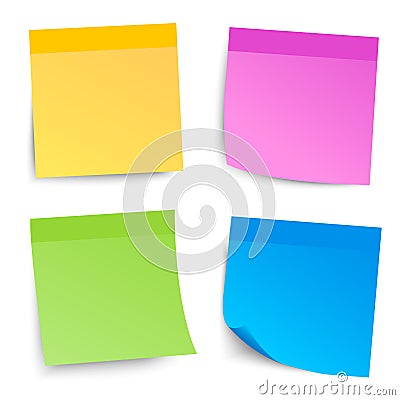 Set different sticky papers isolated, collection colored stick note, notes with shadow, colorful blank sticky post it notes Vector Illustration