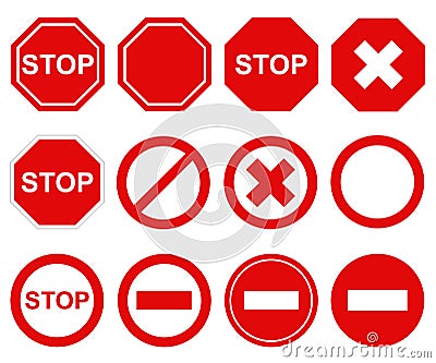 Set of different stop signs Vector Illustration