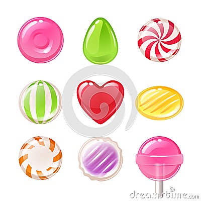 Set of different sweets. Assorted candies. Vector Illustration