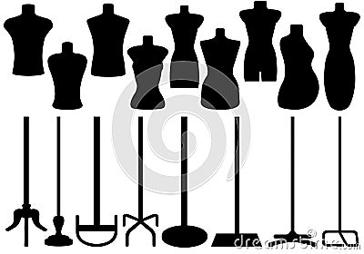 Set Of Different Tailors Mannequin Vector Illustration