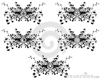 Set of different tattoo in black isolated Stock Photo