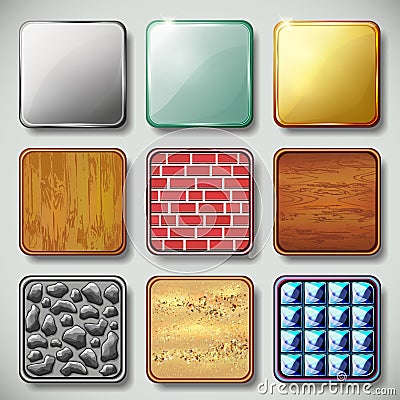 Set of different textured apps icons vector Vector Illustration