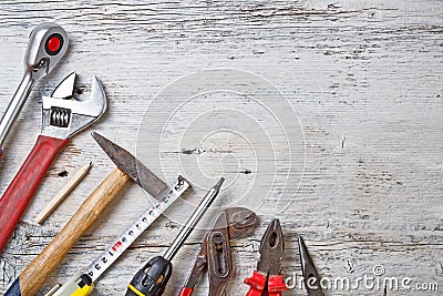 Set of different tools Stock Photo