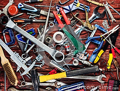 Set of different tools Stock Photo