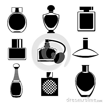 Set of different type of parfume bottles Vector Illustration