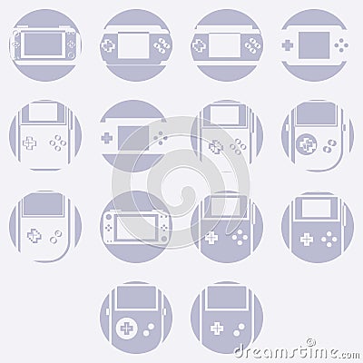 Set of different types of portable video game console. Vector Illustration