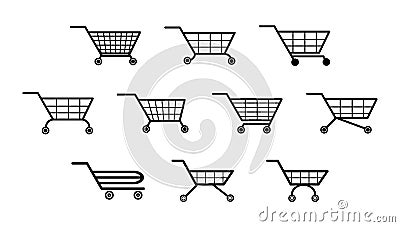 A set of different types of shopping carts for apps and websites Stock Photo