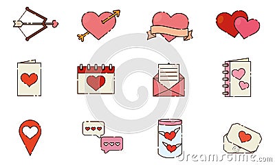 Set of different valentine day flat design icons Vector Vector Illustration