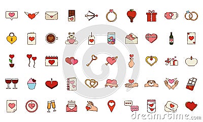 Set of different valentine day flat design icons Vector Vector Illustration