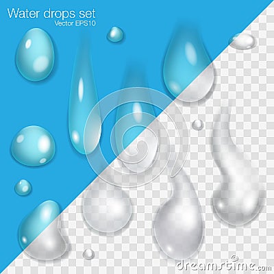 Set of different water drops Vector Illustration