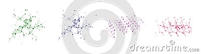 Set of digital tangles of DNA molecule structure. Concept of hi tech and future. Social network connection structure. Big data Vector Illustration